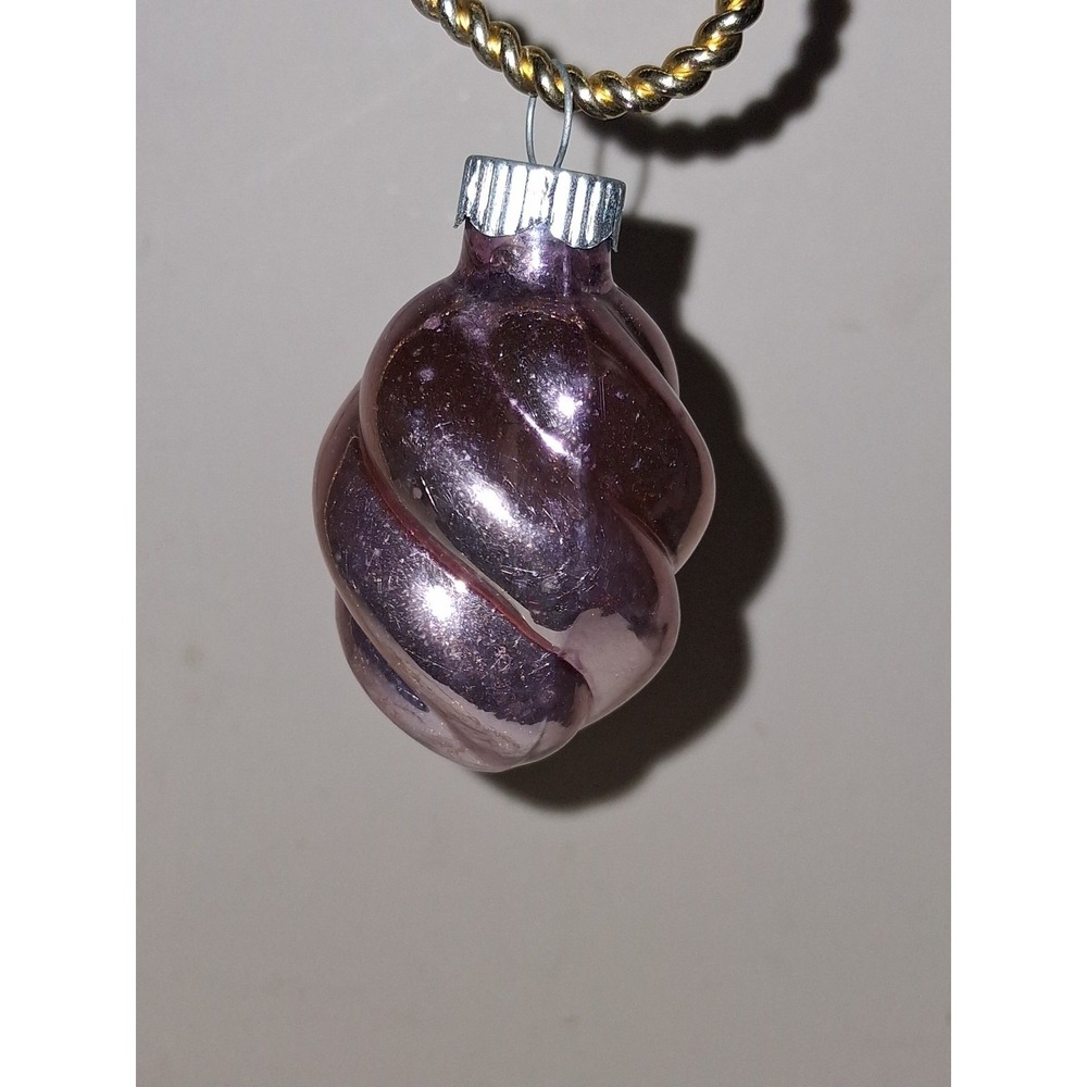 Vintage Shiny Brite Light Pink Twist Glass Christmas Ornament 2" Made in USA